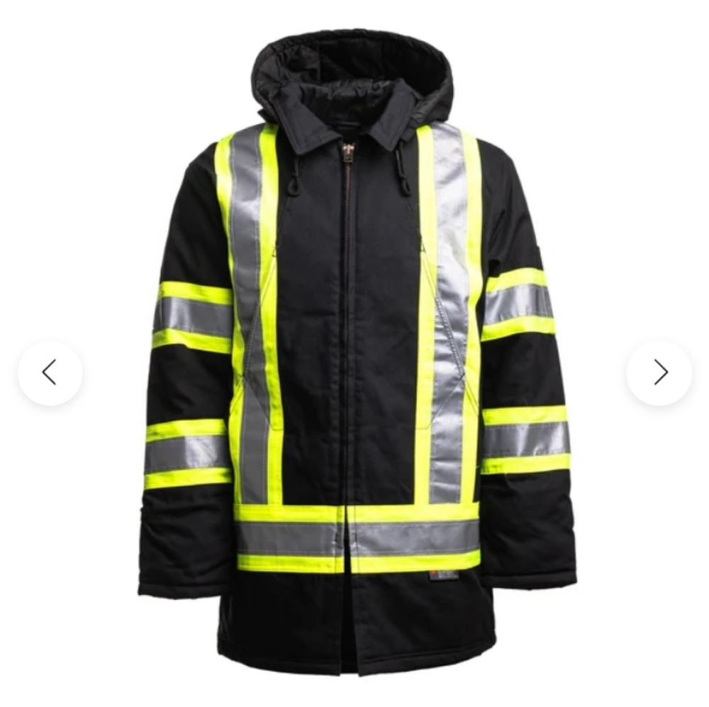 Tough Duck Reflective Safety Parka Jacket S157 Black Men's Size Large